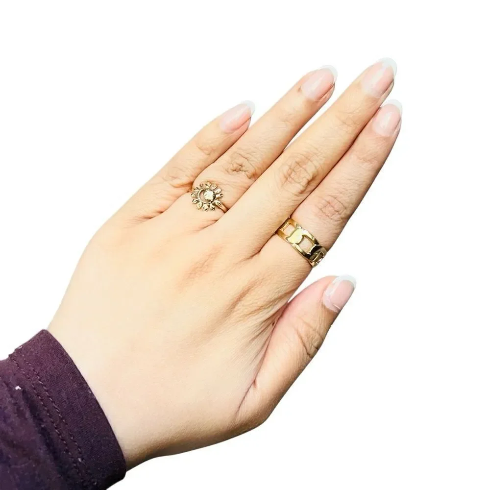 18k gold filled trendy Sun/ moon cutout sunflower ring